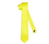 Ladeheid Corbata clásica para hombre, brillante, perfecta para la oficina y celebraciones, colores variados - Ideal para reuniones de negocios, bodas TMS-8 (150cm x 8cm, Amarillo)