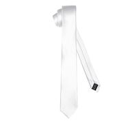 Ladeheid Corbata clásica para hombre, brillante, perfecta para la oficina y celebraciones, colores variados - Ideal para reuniones de negocios, bodas TMS-6 (150cm x 6cm, Blanco)