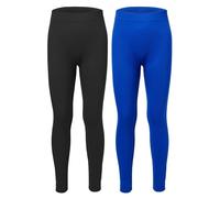Ladeheid Leggins Térmicos para Invierno Calzonzillos Pantalón Térmico para Niños Mallas Deportivas Leggings Sin Costuras Snowboard Esquís LA40-259 (Negro/Azul, 158-164)