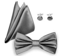 Ladeheid Set de corbata y pañuelo para hombre incl. gemelos SETBHC (12cm x 6cm, Gris)