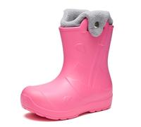 Ladeheid x Camminare Botas de Agua Niña y Niño para Invierno - Zapatos de Lluvia Térmicos con Forro Extraíble, Calzado Infantil Impermeable, Bota de Goma para Niños LA-CA-21 (Rosa, 34/35 EU)