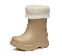 Ladeheid x Camminare Botas de Agua Niña y Niño para Invierno - Zapatos de Lluvia Térmicos con Forro Extraíble, Calzado Infantil Impermeable, Bota de Goma para Niños LA-CA-19 (Camel, 28/29 EU)