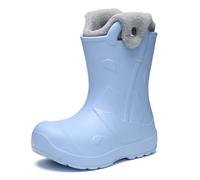 Ladeheid x Camminare Botas de Agua Niña y Niño para Invierno - Zapatos de Lluvia Térmicos con Forro Extraíble, Calzado Infantil Impermeable, Bota de Goma para Niños LA-CA-21 (Azul Claro, 34/35 EU)