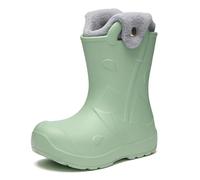 Ladeheid x Camminare Botas de Agua Niña y Niño para Invierno - Zapatos de Lluvia Térmicos con Forro Extraíble, Calzado Infantil Impermeable, Bota de Goma para Niños LA-CA-21 (Verde Oliva, 28/29 EU)
