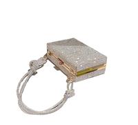 LADFRTYU Bolsa De Diamantes De ImitacióN Bolso de noche con caja diamantes, bolsos mujer cuentas y nudo imitación diseñador, bolso hombro tipo bandolera brillante, pequeños solapa Cena