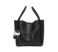LADFRTYU Bolso De Mano De Cuero Bolso de mano tipo cubo for mujer, bolso, moderno for ir al trabajo, bandolera un solo hombro Comercio(BLACK)