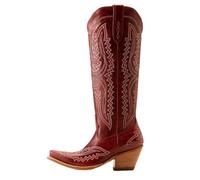 LADFRTYU Botas Cowboy Hombre Botas de vaquero occidental con tacón grueso y costuras coche retro, bordadas medievales, unisex, for hombre mujer, tallas grandes 37-48(Red,44)