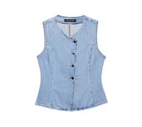 LADFRTYU Chaleco Vaquero Denim Single Breasted Jacket Waistcoats Lady Tank Tops(XS)