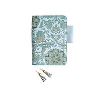 LADFRTYU Cuaderno De Hojas Intercambiables Cuaderno de flores azules, marca borla, libro cuentas mano, enrejado, diario creativo pequeño y fresco(A6)