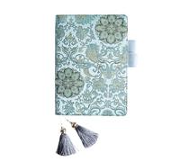 LADFRTYU Cuaderno De Hojas Intercambiables Cuaderno de flores azules, marca borla, libro cuentas mano, enrejado, diario creativo pequeño y fresco(A5)