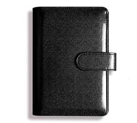 LADFRTYU Cuaderno De Hojas Intercambiables Manual creativo con purpurina, Bloc de notas brillante, carcasa, diseño realizado láser, cuaderno, funda hojas sueltas, cuero PU A5(Black)