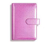 LADFRTYU Cuaderno De Hojas Intercambiables Manual creativo con purpurina, Bloc de notas brillante, carcasa, diseño realizado láser, cuaderno, funda hojas sueltas, cuero PU A5(Pink)