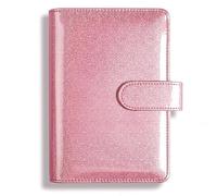 LADFRTYU Cuaderno De Hojas Intercambiables Manual creativo con purpurina, Bloc de notas brillante, carcasa, diseño realizado láser, cuaderno, funda hojas sueltas, cuero PU A5(Rose Gold)
