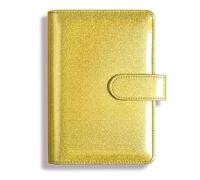 LADFRTYU Cuaderno De Hojas Intercambiables Manual creativo con purpurina, Bloc de notas brillante, carcasa, diseño realizado láser, cuaderno, funda hojas sueltas, cuero PU A5(Yellow)
