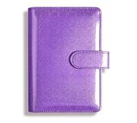 LADFRTYU Cuaderno De Hojas Intercambiables Manual creativo con purpurina, Bloc de notas brillante, carcasa, diseño realizado láser, cuaderno, funda hojas sueltas, cuero PU A5(PURPLE)