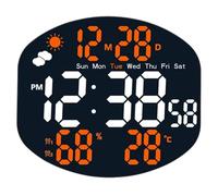 LADFRTYU Reloj De Pared Digital Large Digital Wall Clock Weather Station Forecast Temp Humidity Date Week Night Mode Table 2 Alarm 12/24H LED(Orange)