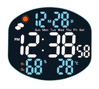 LADFRTYU Reloj De Pared Digital Large Digital Wall Clock Weather Station Forecast Temp Humidity Date Week Night Mode Table 2 Alarm 12/24H LED(Blue)