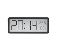 LADFRTYU Reloj De Pared Digital LCD Screen Digital Wall Clock Time Temperature Humidity Display Electronic Desktop Battery Powered(Black)