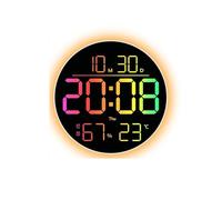 LADFRTYU Reloj De Pared Digital LED Multi-Function Wall Clock with Digital Display and Automatic DST Adjustment Remote Control Alarm Clocks Light