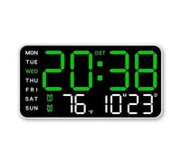 LADFRTYU Reloj De Pared Digital Temperature Digital Wall Clock LED Display USB/Battery Large Table Alarm Clocks For Living Room Bedroom Home Decorations(White Shell 1)