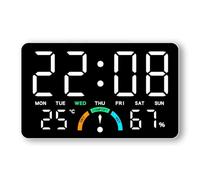 LADFRTYU Reloj De Pared Digital Wall-Mounted Electronic Wall Clock Temperature Date Digital LED Clocks Voice Control DST Display Table For Bedroom(White-White)
