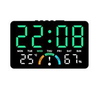 LADFRTYU Reloj De Pared Digital Wall-Mounted Electronic Wall Clock Temperature Date Digital LED Clocks Voice Control DST Display Table For Bedroom(Black-Green)