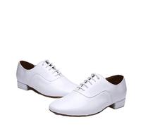 LADFRTYU Zapatos De Baile Latino Hombre Zapatos De Baile For Hombre, Latino Salón, Tacón Bajo, Modernos Interior For, Tango, Vals, Salsa, Danicng, Cuero PU, Negro Y Blanco(White,43)