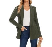 LADI TREND Blazer de Mujer Traje Chaqueta de Un Botón Blazers Solapa con Muescas Ropa de Trabajo Elegante Clásico Formal Manga Larga, G-Army Verde, XXL