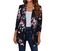 LADI TREND Blazer Largo para Mujer Chaqueta Casual de Manga Larga Oversized de Un Botón Abrigo Traje Formal, M