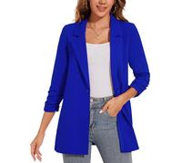 LADI TREND Blazer Largo para Mujer Chaqueta Casual de Manga Larga Oversized de Un Botón Abrigo Traje Formal, L