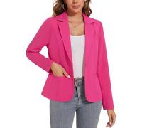 LADI TREND Blazer para mujer, chaqueta de un botón, con solapa con muescas, elegante, ajuste delgado, manga larga, R-rosa intenso, XL