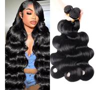 Ladiaryf Paquetes de cabello humano rizado brasileño Body Wave Human Hair Bundles Cabello Natural Humano Cabello Humano Ondulado Color Negro Nnatural 3 Bundles total 300g 10 12 14 pulgadas