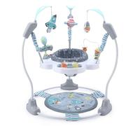 LADIDA Puente estacionario Jumperoo - Centro de actividades para bebés con juguetes interactivos, asiento giratorio de 360°, juguetes musicales y alturas ajustables (Space Tour gris)