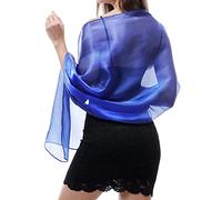 Ladiery Bufandas y envolturas de seda para vestidos de noche mujeres Sheer Soft Dama de honor Boda Shawl Party Organza Stole, azul, 170 * 70 CM/67 * 28 INCH