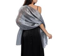 Ladiery Bufandas y envolturas de seda para vestidos de noche mujeres Sheer Soft Dama de honor Boda Shawl Party Organza Stole, gris, 170 * 70 CM/67 * 28 INCH