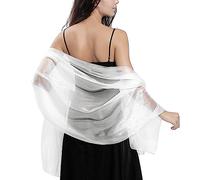 Ladiery Bufandas y envolturas de seda para vestidos de noche mujeres Sheer Soft Dama de honor Boda Shawl Party Organza Stole, Blanco, 170 * 70 CM/67 * 28 INCH