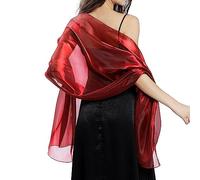Ladiery Bufandas y envolturas de seda para vestidos de noche mujeres Sheer Soft Dama de honor Boda Shawl Party Organza Stole, granate, 170 * 70 CM/67 * 28 INCH