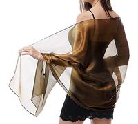 Ladiery Bufandas y envolturas de seda para vestidos de noche mujeres Sheer Soft Dama de honor Boda Shawl Party Organza Stole, café, 170 * 70 CM/67 * 28 INCH