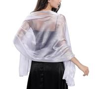 Ladiery Bufandas y envolturas de seda para vestidos de noche mujeres Sheer Soft Dama de honor Boda Shawl Party Organza Stole, plata, 170 * 70 CM/67 * 28 INCH