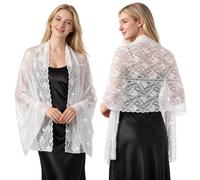 Ladiery Chales brillantes y envolturas para vestidos de noche, chal de encaje de lentejuelas con diamantes de imitación, estola formal para fiesta, Blanco-1, Talla única