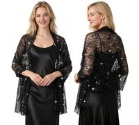 Ladiery Chales brillantes y envolturas para vestidos de noche, chal de encaje de lentejuelas con diamantes de imitación, estola formal para fiesta, 36951.00041666667, Talla única