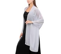 Ladiery Chales y envolturas de gasa suave y traslúcida para mujer, ligeros, para bodas, vestidos de fiesta de noche, bufanda, novia, plateado, 79" x 28" (200cm x 70cm)