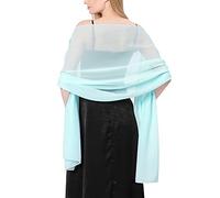Ladiery Chales y envolturas de gasa suave y traslúcida para mujer, ligeros, para bodas, vestidos de fiesta de noche, bufanda, novia, azul claro, 79" x 28" (200cm x 70cm)