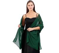 Ladiery Chales y envolturas de gasa suave y traslúcida para mujer, ligeros, para bodas, vestidos de fiesta de noche, bufanda, novia, Verde oscuro (1), 79" x 28" (200cm x 70cm)