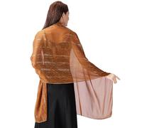 Ladiery Chales y envolturas para mujer para vestidos de noche, gasa suave y ligera con diamantes de imitación brillantes, bufanda formal para bodas, café, 75" x 28" / 190 cm x 70 cm