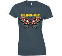 Ladies Blink 182 Butterfly Heather Navy con licencia Camiseta señoras