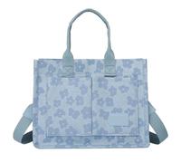 Ladies' Canvas Shoulder Bag, Solid Color With Large Capacity & Exterior Pockets(Blue)
