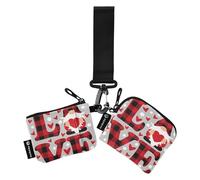 Ladies Change Wallet Card Casos Tamaño compacto Card Organizador Cartera con cremallera bolsillo de moneda para señoras Niñas 2 unids, Buffalo Plaid Amor y Leprechaun, 4.13"(L) x 3.5"(W), Accesorios