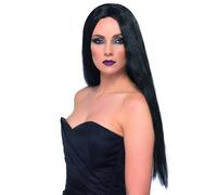 Ladies Disfraz de Bruja Halloween Peluca Lisa Larga 61cm Negro Nuevo por Smiffys