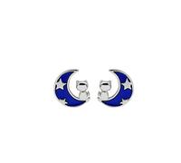 Ladies Fashion 925 Stud Personality Blue Star Moon Ornament Christmas Party Banquet High-End Earrings